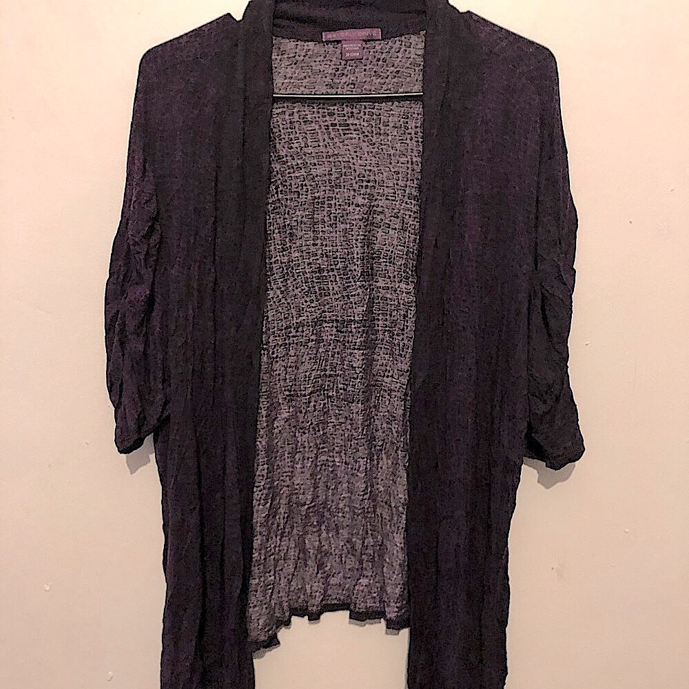 purple + black snake print cardigan sz 22